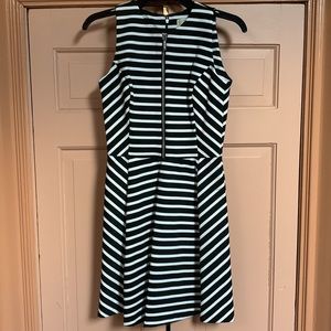 NWT Michael Kors Black and White Striped Fit & Flair Dress